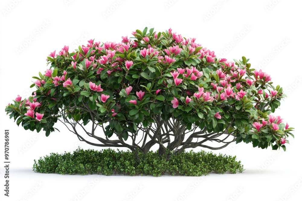 Fototapeta premium Tropical plant flower bush tree isolated on white background with clipping path
