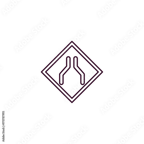 narrow road outline icon. Linear vector from traffic signs concept. Thin line narrow road icon isolated on white background