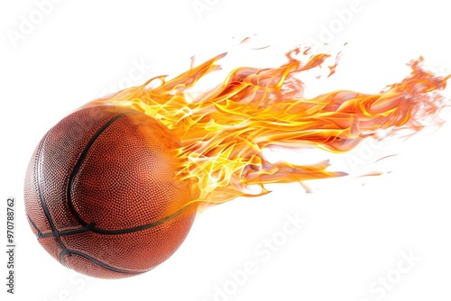 A basketball engulfed in flames photo