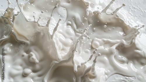 A close-up shot of milk being poured into a bowl