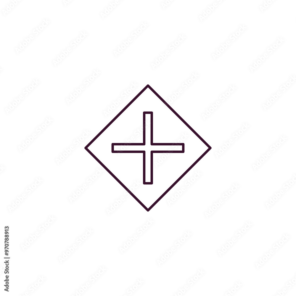 Obraz premium intersection sign outline icon. Linear vector from traffic signs concept. Thin line intersection sign icon isolated on white background