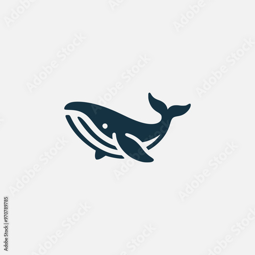 silhouette whale vector logo design template