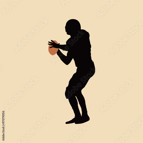 American Football Rugby Athlete Player Silhouette Illustration Vector