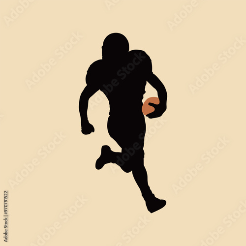 American Football Rugby Athlete Player Silhouette Illustration Vector