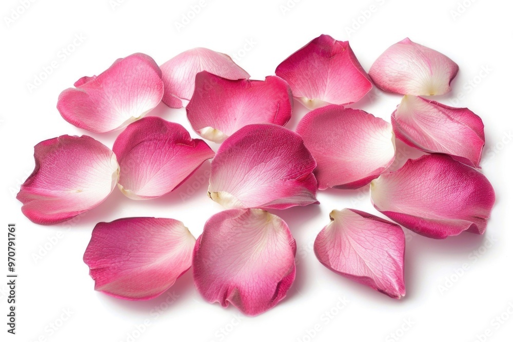A pile of pink petals on a white surface A pile of pink petals on a white surface