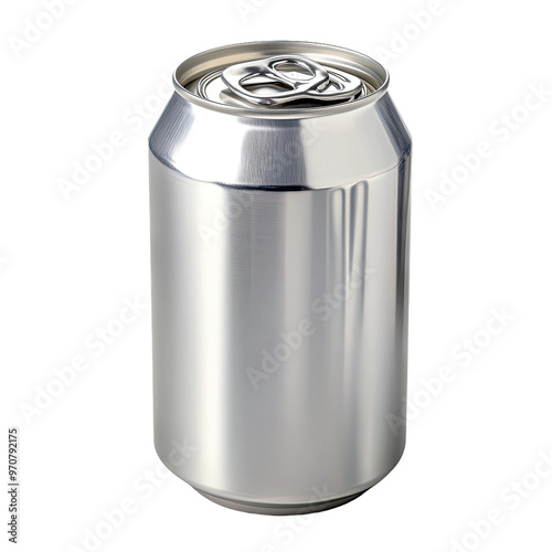 Silver aluminum can with ring pull