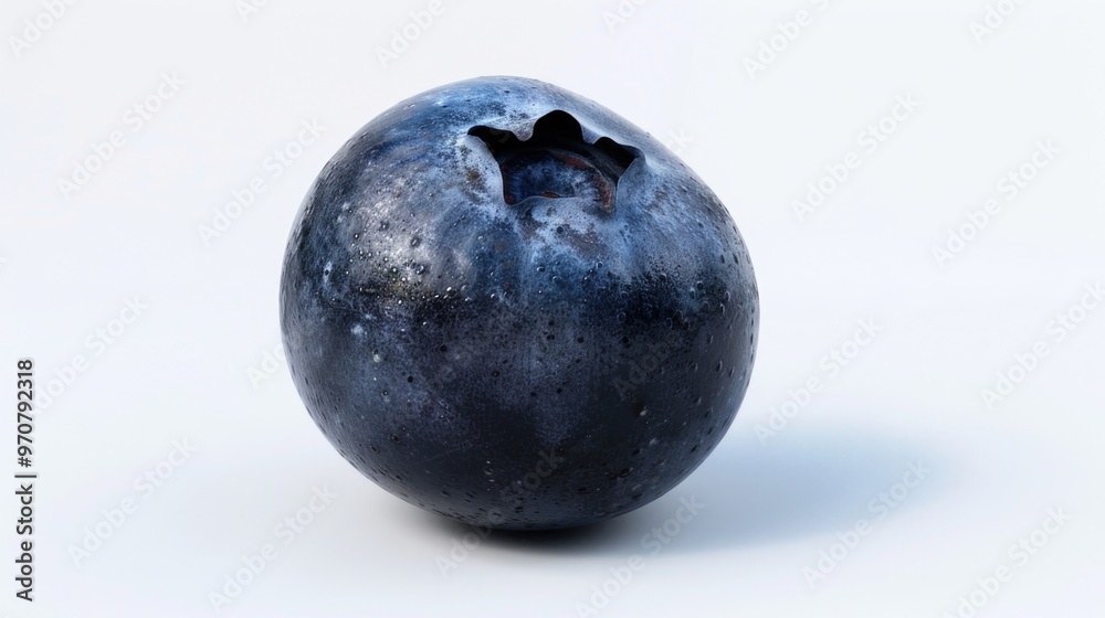 A single blueberry on a white surface A single blueberry on a white surface