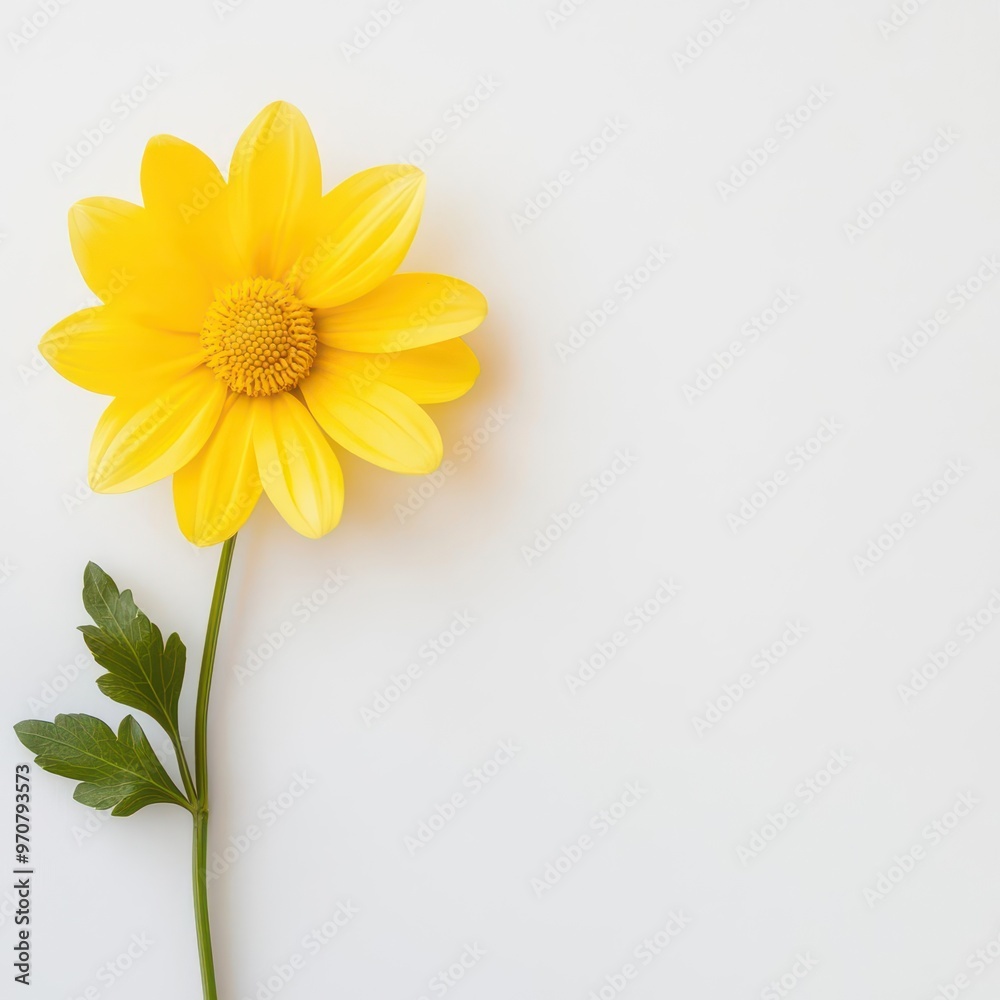 Obraz premium Yellow daisy flower isolated on white background, symbolizing nature's beauty and simplicity.