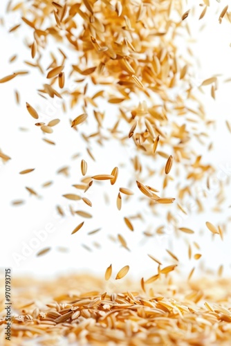 A close-up shot of a pile of brown rice, perfect for food-related photography