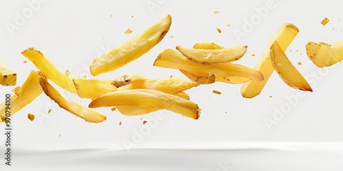 A messy situation with french fries dropping from above