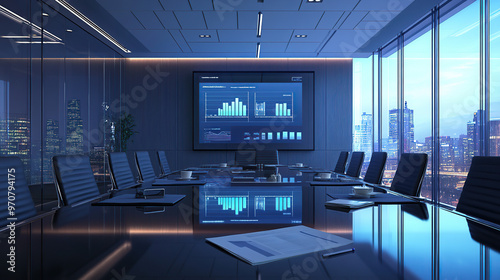 Sleek Executive Boardroom with Presentation Setup