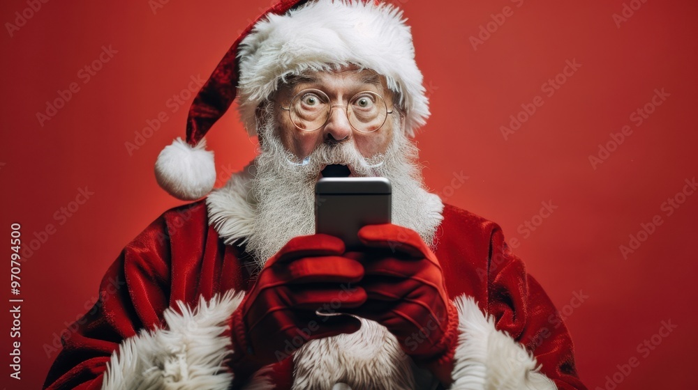 The Surprised Santa with Phone The Surprised Santa with Phone