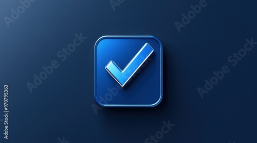 A blue check mark icon symbolizing approval or confirmation on a sleek background. Perfect for digital and business themes.