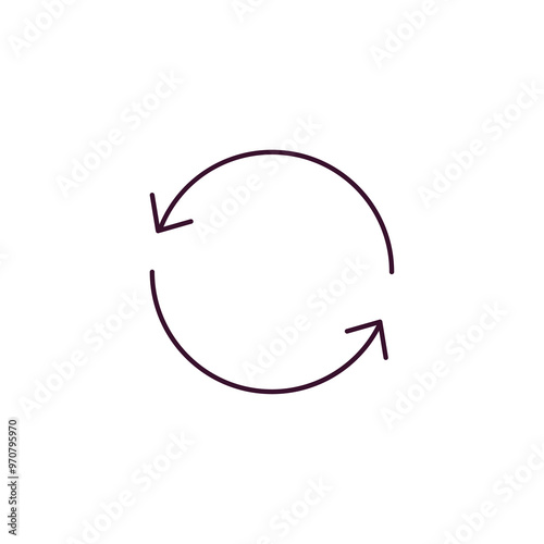 circular arrow clock outline icon. Linear vector from user interface concept. Thin line circular arrow clock icon isolated on white background