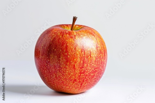 A single red apple sits atop a clean white surface, perfect for still life photography or product marketing