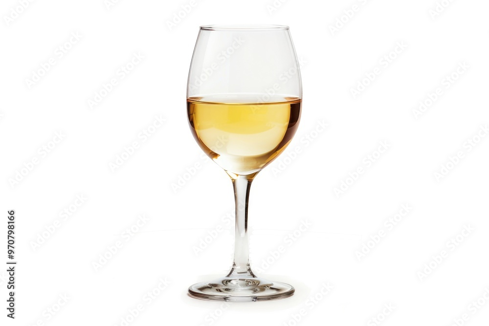 A glass of white wine on a clean and simple white background A glass of white wine on a clean and simple white background