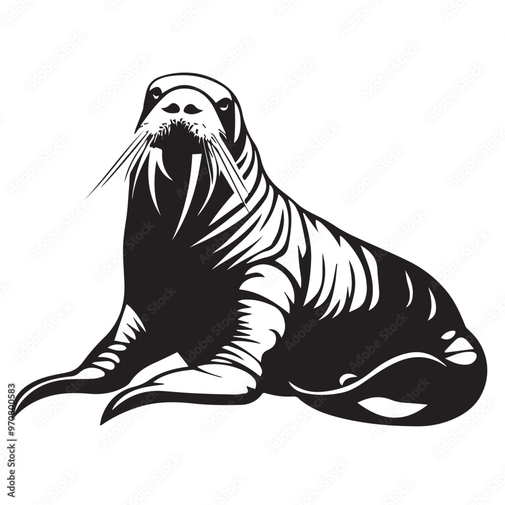 Walrus in cartoon, doodle style . Image for t-shirt, web, mobile apps and ui. Isolated 2d vector illustration in logo, icon, sketch style, Eps 10, black and white. AI Generative Walrus in cartoon, doodle style . Image for t-shirt, web, mobile apps and ui. Isolated 2d vector illustration in logo, icon, sketch style, Eps 10, black and white. AI Generative