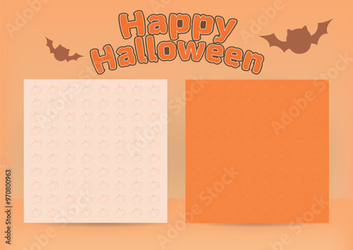 Halloween layout template set. A continuous pattern of pumpkins, background design.