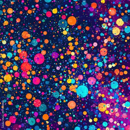 Colorful dots on dark blue