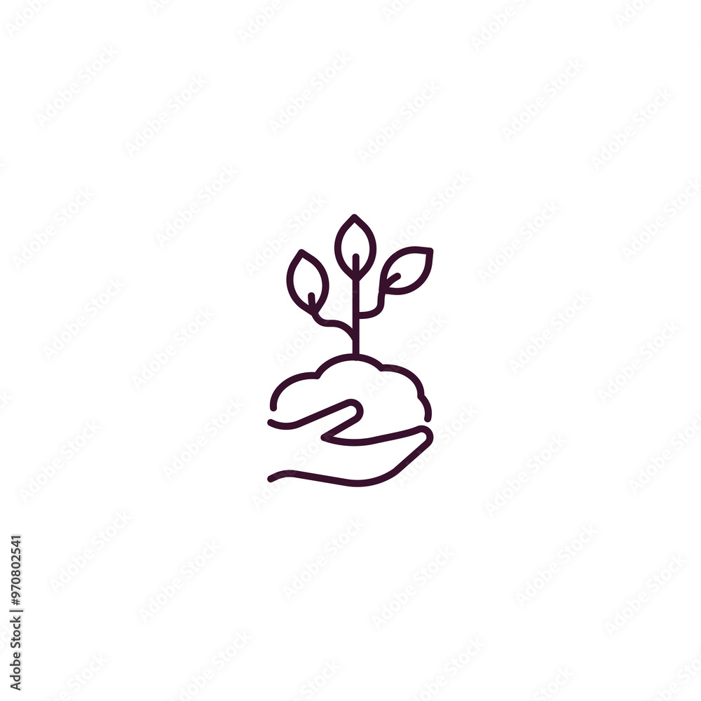 hand and sprout outline icon. Linear vector from user interface concept. Thin line hand and sprout icon isolated on white background hand and sprout outline icon. Linear vector from user interface concept. Thin line hand and sprout icon isolated on white background