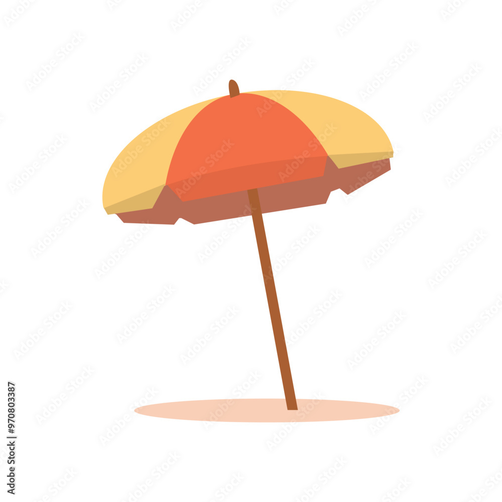Beach umbrella illustration on sand perfect for summer vacation and tropical travel ads, beach resort promotions, and leisure concept Beach umbrella illustration on sand perfect for summer vacation and tropical travel ads, beach resort promotions, and leisure concept