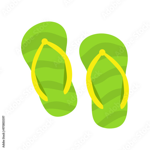 Green flipflops with yellow straps are perfect for summer themed designs and beachwear advertisements fun and vibrant footwear for sunny days