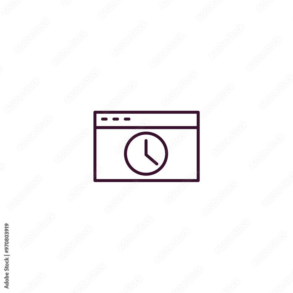window time outline icon. Linear vector from user interface concept. Thin line window time icon isolated on white background window time outline icon. Linear vector from user interface concept. Thin line window time icon isolated on white background