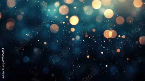Golden bokeh on blue