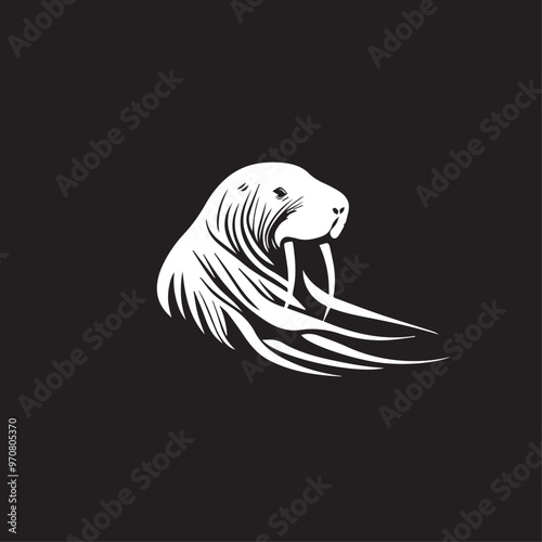 Walrus in cartoon, doodle style . Image for t-shirt, web, mobile apps and ui. Isolated 2d vector illustration in logo, icon, sketch style, Eps 10, black and white. AI Generative