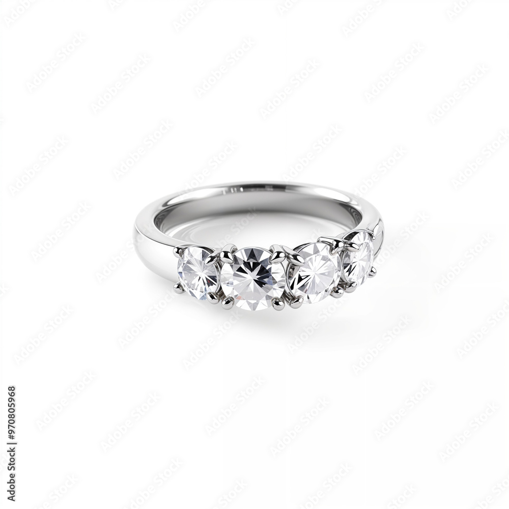 Silver ring with diamonds on white background. Wedding ring . Jewelry Silver ring with diamonds on white background. Wedding ring . Jewelry