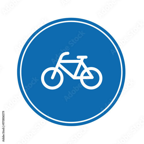 road sign icon, warning for bikes and cyclists on blue round board. suitable for poster use and web icon