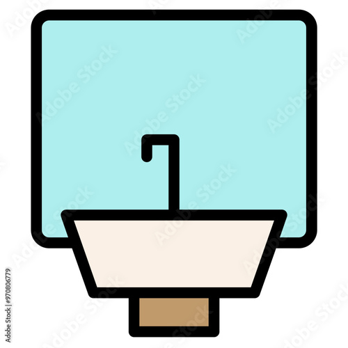 Shower Clean Wastafel Filled Outline Icon photo