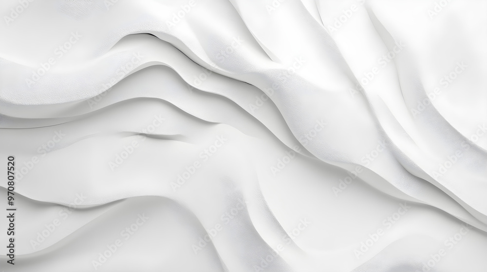 Fototapeta premium Monochrome white background features subtle texture and flowing waves creating a calm and serene atmosphere