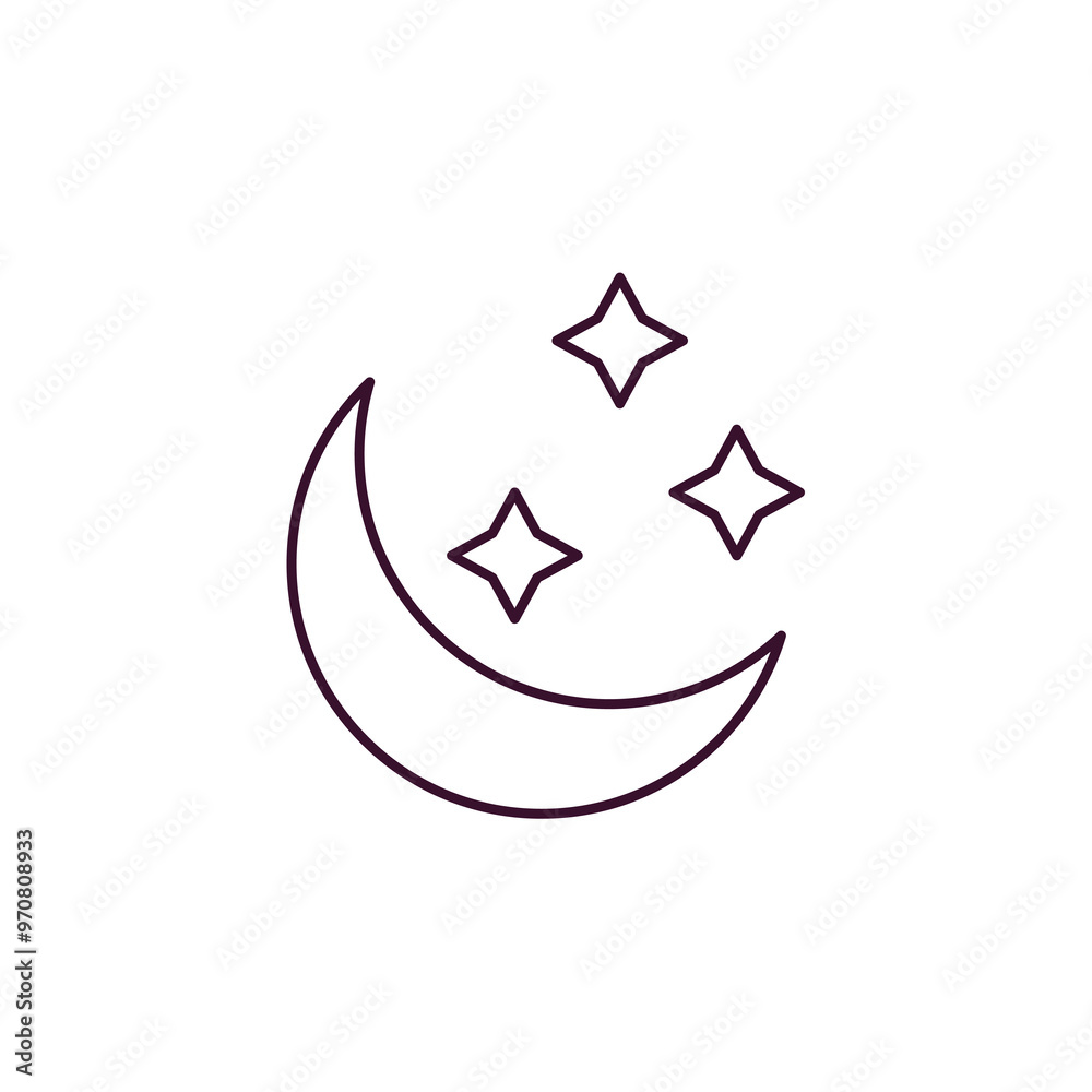 night outline icon. Linear vector from weather concept. Thin line night icon isolated on white background night outline icon. Linear vector from weather concept. Thin line night icon isolated on white background