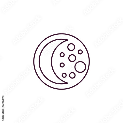 waning moon outline icon. Linear vector from weather concept. Thin line waning moon icon isolated on white background