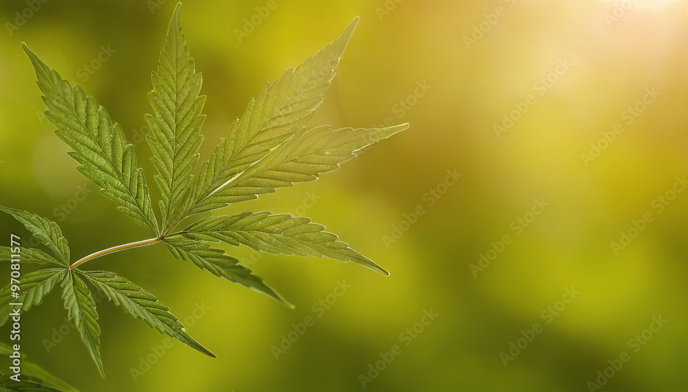 A vibrant green maple leaf shines in the gentle sunlight, showcasing its intricate details against a blurred, soft green background, evoking a peaceful afternoon ambiance A vibrant green maple leaf shines in the gentle sunlight, showcasing its intricate details against a blurred, soft green background, evoking a peaceful afternoon ambiance