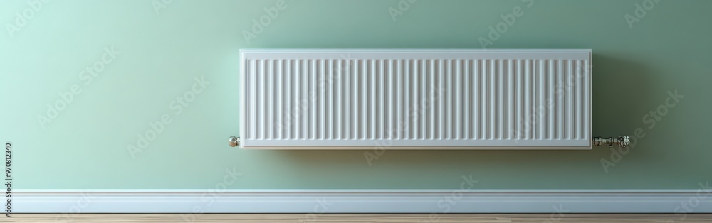 Modern White Radiator in Light Green Apartment