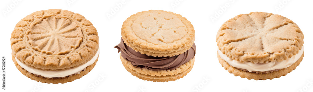 set cookies with chocolate and cream isolated on transparent background set cookies with chocolate and cream isolated on transparent background