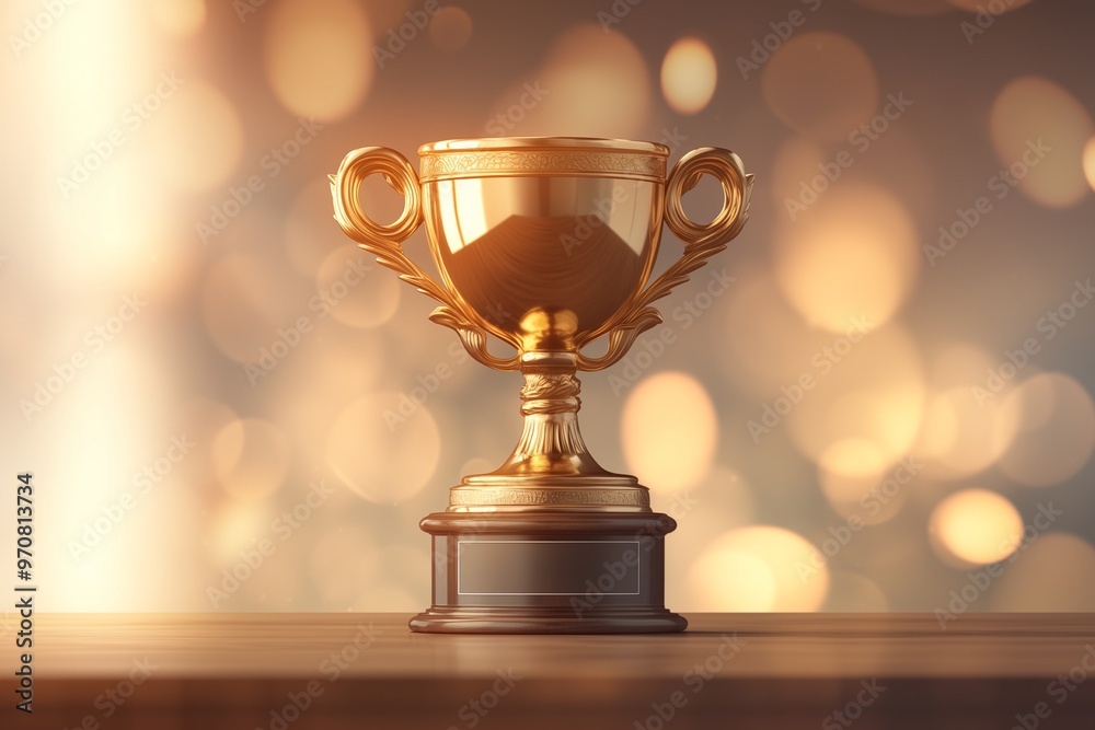 Golden trophy with defocused background Golden trophy with defocused background
