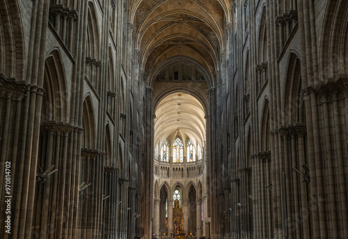 Rouen ; France - august 2024 : Interior of Rouen Notre-Dame Cathedral, High quality photo