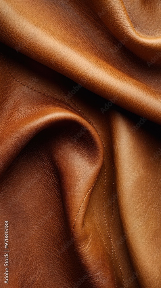 Close-up of Wrinkled Brown Leather with Stitching Close-up of Wrinkled Brown Leather with Stitching