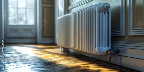 Wallpaper Mural Modern White Radiator in Light Green Apartment Torontodigital.ca