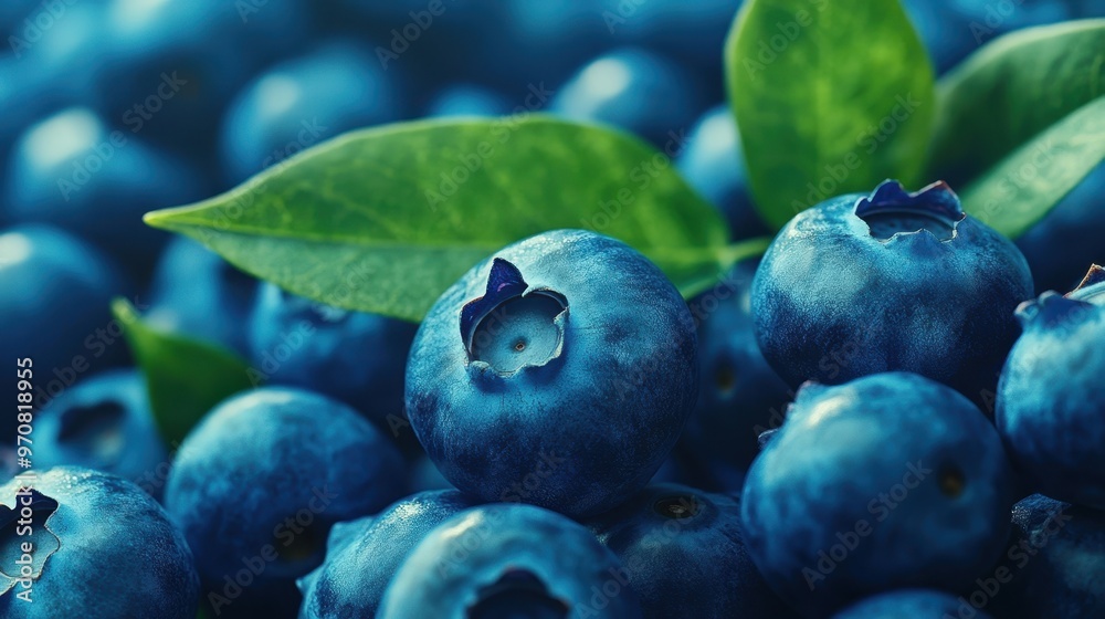 Obraz premium The Blueberries with Fresh Leaves