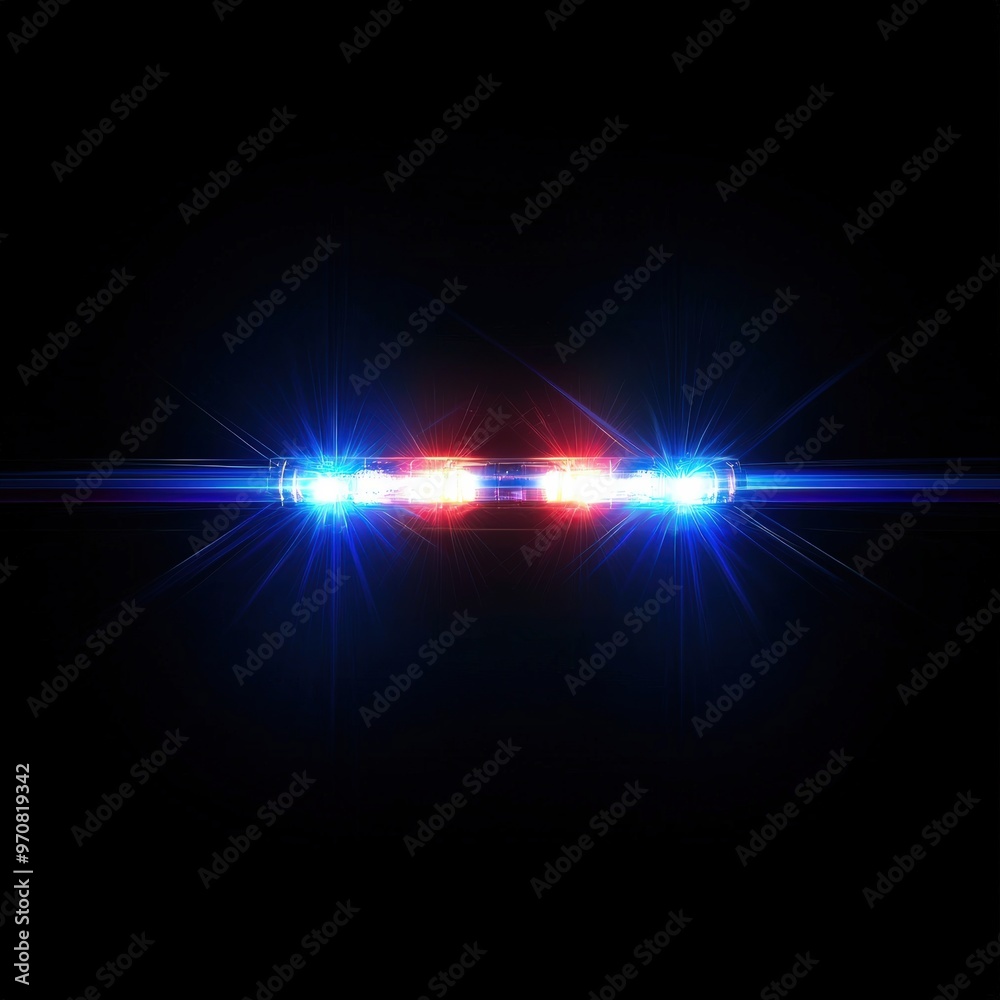 Obraz premium Red and blue lights flash.