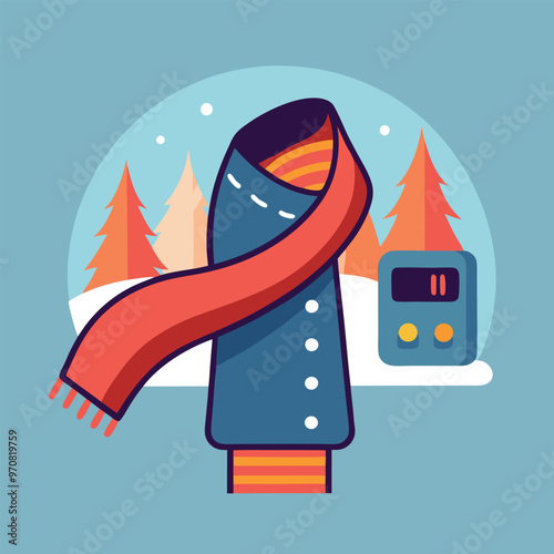 Adobe Illustrator Artwork Illustrate a stylish, adjustable heated scarf with built-in warming elements.