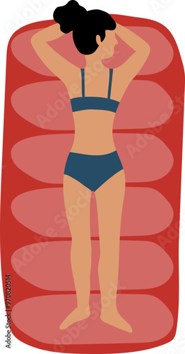 Woman Sunbathing on the Beach Flat Icon