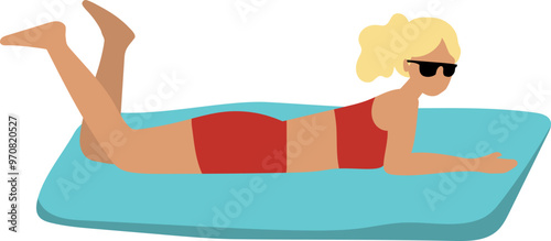 Woman Sunbathing on the Beach Flat Icon