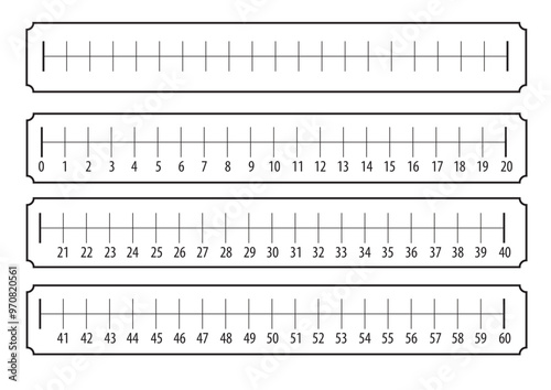 Number Line Printable 0 - 60  Vector Design on White Background photo