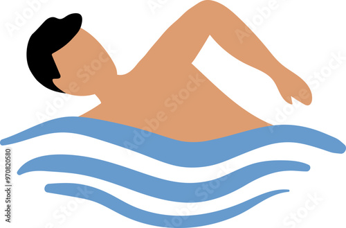Man Swimming on the Beach Flat Icon
