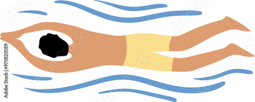 Man Swimming on the Beach Flat Icon